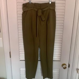 Green paper bag pants